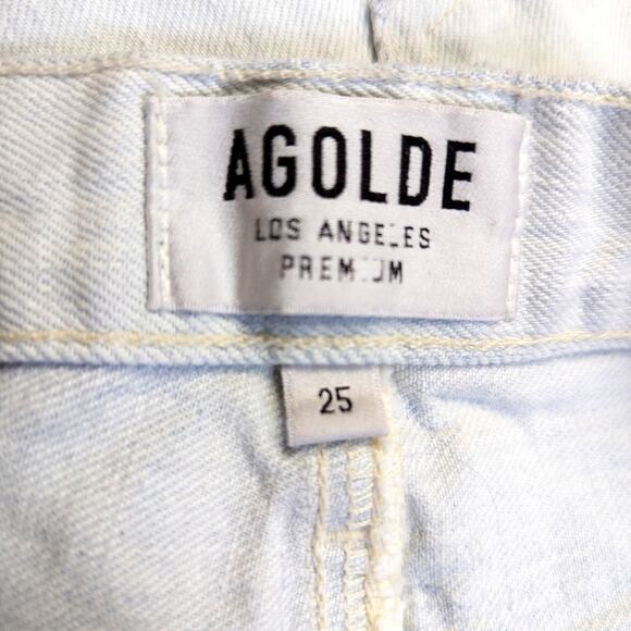 Agolde Parker Cut Off Destroyed Extreme Distressed High Rise Raw Hem Shorts - Picture 2 of 4